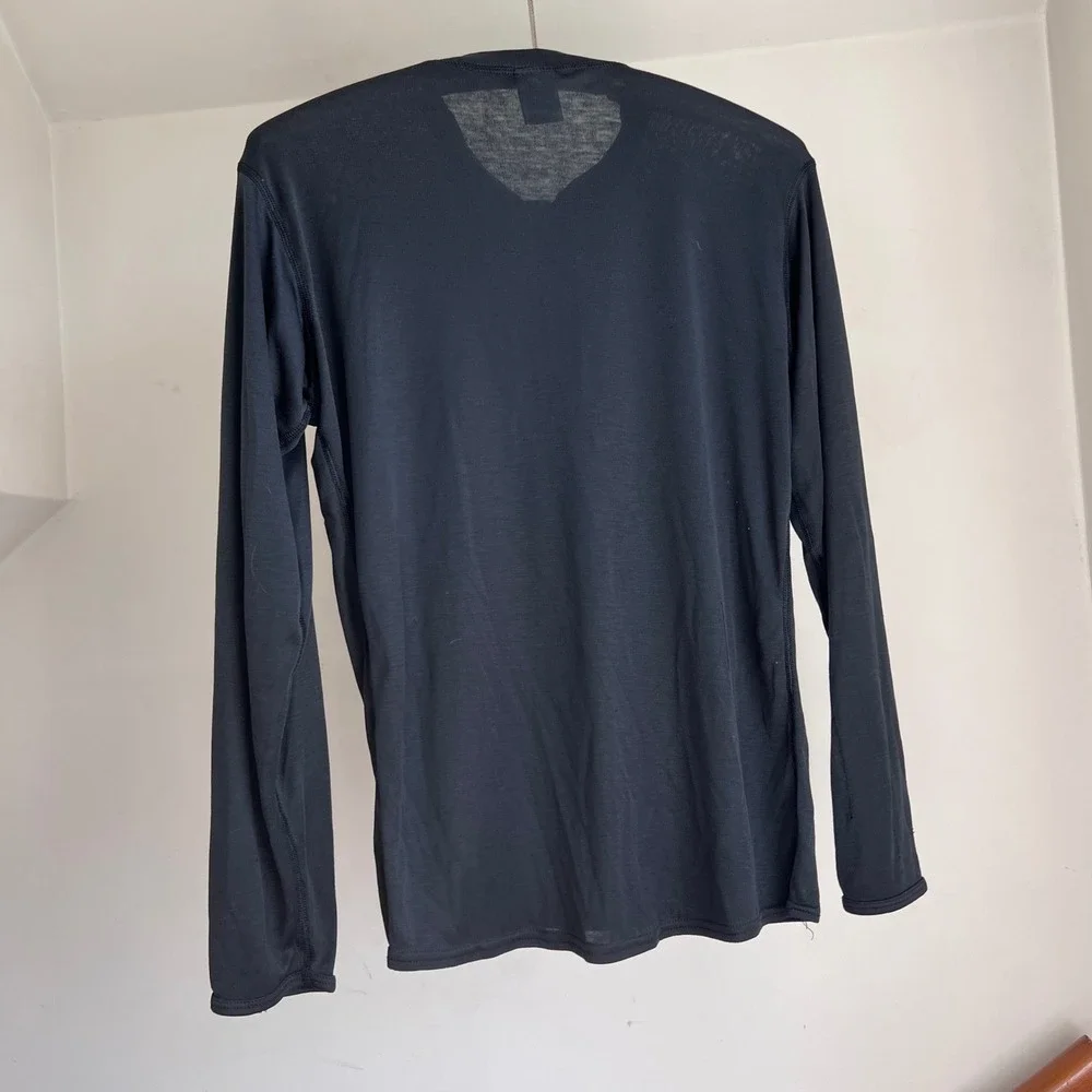 Patagonia Capilene Henley Top S‎ Black Long Sleeve Base Layer Made in USA